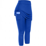Naiste tennis seelikutega s&auml;&auml;rised taskud elastsed spordijooga Capris seelikud s&auml;&auml;rised XXL sinine