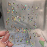 H&otilde;bedane Must Valge Liblikad 3D K&uuml;&uuml;nisekleeps Metallist Liblikas T&auml;ht Ristil&ouml;&ouml;mine Kleepuvad Liugurid M&auml;hised Manik&uuml;&uuml;r Geellakk Kleebised mitmev&auml;rviline