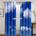 Tasuta Kohaletoimetamine Odavad 3D Prindiga Lennukid Taevas Maastik 2 t&uuml;kki Varjutavad Aknakardinad Elutoa Magamistoa Kaunistuseks Konks 100W130H(CM)40x51in&Grommet Top helehall v&auml;rv