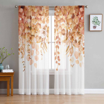 S&uuml;gisesed metsikud lilled l&auml;bipaistvad kardinad elutoa kaunistamiseks Aknakardinad k&ouml;&ouml;ki T&uuml;ll Voile Organza Kardinad W135 x H115cm x1&Rod Pocket