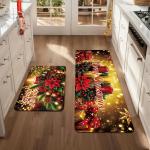 2 tk V&auml;simusevastased K&ouml;&ouml;givaibad Merry Christmas Ball Veekindel Libisemiskindel Paks Polsterdatud K&ouml;&ouml;gimatt Raskeveokite Mugav Seismismatt K&ouml;&ouml;ki 40*60cm+40*120cm（2Pcs）