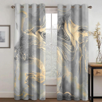 2 Paneeli Abstraktne Geomeetriline Kardin Marmorist Tekstuuriga Prindiga Kardinad Magamistoa Elutoa P&otilde;randast Laeni Akna Rulood W50X160H(cm)x2Pcs&Grommet Top black