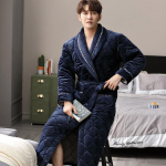 Paks kolmekihiline soe talvehommikumantel meeste pehme flanellist tepitud pikk kimono vannimantel Meeste hommikumantel meeste korallifliisist hommikumantel 2XL