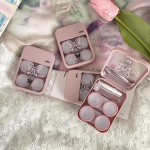 1Set Trendy Mini Contact Lenses Box Purple Black Butterfly Contact Lens Case With Mirror For Women Holder Eyewear Accessories