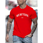 Meeste suvine New York Usa tr&uuml;kitud 100% puuvillane suur avara &uuml;mara kaelusega l&uuml;hikeste varrukatega T-s&auml;rk top XL