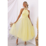 Naiste &otilde;htukleit varrukateta kihiline krae lahtine seljaosa p&auml;itsed kaela pits k&otilde;rge &otilde;lgade v&otilde;rkkangast XL kollane