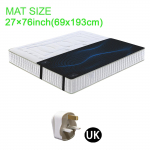 Voodi maandusmatt, 27 x76 (Kuningas) - PU-nahast padi magamiseks, valu ja stressi leevendamiseks, sisaldab maandusjuhet UK Plug must