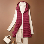 Naiste moe ja talve kapuutsiga keskmise pikkusega &otilde;huke sportlik sulejope voodervest XL beež