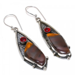 Mookaite, Garnet Handmade 925 Sterling Silver Gift Earring 2.56 z4s94