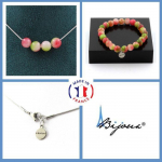 Pierres et Min&eacute;raux. Parure bijoux Bracelet Collier 4 Perles Tourmaline melon d'eau 8 mm. Taille personnalisable.