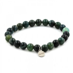 Pierres et Min&eacute;raux. Bracelet Perles Agate mousse 8 mm. Fabriqu&eacute; en France.