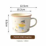 Kruus keraamiline glasuurialune v&auml;rv k&auml;sitsi maalitud koomiks vanem-laps suure mahutavusega majapidamisjoomine paar kohvitass lihtne moodne 400ml