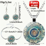 Kaunistused Loov Klaasist Ripats Ripats Kaelakee Mandala Lill Aja Ehtekomplekt 4-osaline Komplekt Vanaaegne Kaelakee K&auml;ev&otilde;ru K&otilde;rvar&otilde;ngad Ehted