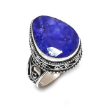 Sapphire(Simulated) Gemstone Handmade 925 Sterling Silver Ring Size 9 l0g58