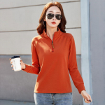 Kevad ja s&uuml;gis Saja p&otilde;hjaga temperament &otilde;huke &otilde;huke t&otilde;mblukk mood puuvillane p&uuml;stkrae Pikkade varrukatega T-s&auml;rk S must