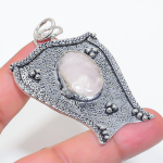 Rose Quartz Handmade 925 Sterling Silver Jewelry Pendant 2.56 i5q60