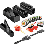 10 tk Sushi valmistamise komplekt DIY Sushi vormipress koos Sushi riisirulli vormiga Sushi valmistaja riisirulli vormiga must