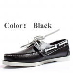 Men Women Genuine Leather Docksides Classic Boat Shoes,Homme Femme Navy Blue-Red Plus Size 36-46 Brand Flats Loafers A085 44