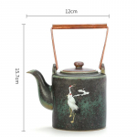 Jaapani j&auml;meda keraamika teekann &ndash; Retro keraamiline Kung Fu veekeetja k&auml;sitsi maalitud kure kujundusega Teapot