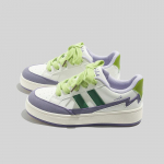 Moodsad ja mitmek&uuml;lgsed paksu tallaga valged kingad, madala s&auml;&auml;rega nahast paneelidega kingad, kolledži stiilis spordijalatsid naistele 38 lilla