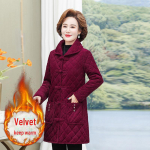 Sametist Puuvillast Rev&auml;&auml;riga Mantel Keskealistele ja Eakatele Naistele - Soe, Paksendatud, Keskmise Pikkusega Talvejakk 4XL (135-145 lbs)