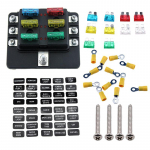 6 8 10 12-suunaline 30A 32V teraga kaitsmekarbi plaat koos kaitsmega + LED-hoiatustuli autode/merepaatide/autode/trike autoosade jaoks