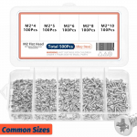 500 tk M2 isekruviva Phillipsi kruvide sortimendikomplekt 5 suuruses legeeritud terasest ristpeaga lameda peaga isepuurivad puidukruvid DIY