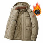 Meeste paksendatud pl&uuml;&uuml;sist puuvillane talvemantel - Vaba l&otilde;ige, suured suurused keskealistele ja eakatele 5XL khaki