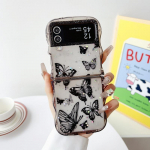 Glitter Butterfly Drip silikoonist telefoni kate Samsung Galaxy Z Flip6 Flip5 Flip4 Flip3 Clear p&otilde;rutuskindel pehme &otilde;huke 2tk kokkupandav &uuml;mbris Samsung Z Flip6 valge