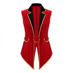 Naiste Tsirkuse Ringmeistri Kost&uuml;&uuml;m Samet Varrukateta Frakk Rev&auml;&auml;ridega Disain Halloween Cosplay L