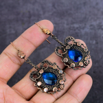 Blue Topaz Handmade Copper Wire Wrap Jewelry Earring 2.68 d3n72