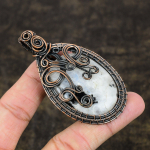 Rainbow Moonstone Handmade Copper Wire Wrap Jewelry Pendant 2.99 w3t91