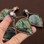 Labradorite, Moonstone Handmade Copper Wire Wrap Pendant 2.99 z9o04