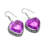 Pink Amethyst Gemstone Handmade 925 Sterling Silver Jewelry Earring 1.69 k4s38