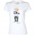 Polo Ralph Lauren Karu Graafikuga Puuvillane &Uuml;mmarguse Kaelusega L&uuml;hikeste Varrukatega T-s&auml;rk Naiste Topid Valge 211763368-001 S