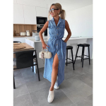 Varrukateta POLO kaelusega pikk paeltega v&ouml;&ouml;kohaga &uuml;he n&ouml;&ouml;biga teksakleit S sinine