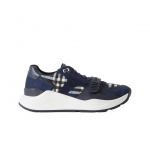 Burberry Ruuduline Nahast ja Suede Tennised Sinised EU 40