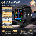 2025 Uus EKG+PPG AI Tervise Diagnostika Nutikell Meestele Naistele Kell Verelipiidid Verer&otilde;hk Kusihappe S&uuml;dame l&ouml;&ouml;gisageduse J&auml;lgija Black silicone belt