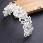 Pruudi pulmapeapael Crystal Flower Tiara Crown Pearl Rhinestone juuksepael 1