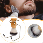 Men Shaving Brush with Stand Sturdy Accessory Ergonomic Design 2 in 1 Kit