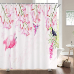 Flamingo du&scaron;ikardin kang veekindel pol&uuml;ester vannitoakardinad roosad linnud konksudega 240X180 kaunistus du&scaron;iekraan W180xH240cm-70x94in pink