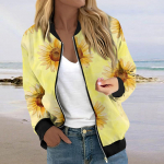 Naistele m&otilde;eldud jakid pikkade varrukatega, kerge lukuga, k&auml;rbitud tr&uuml;kiga &uuml;ler&otilde;ivad vabaaja taskutega tepitud jakid XL