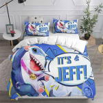 Jeff Shark Voodipesukomplektid Tekk Voodikate Tekk Tekikott Padjap&uuml;&uuml;r 2-3 Osaline Komplekt Lastele T&auml;iskasvanute Magamistoa Kaunistus AU Single 140x210cm