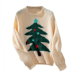 Naiste j&otilde;ulupuust valmistatud sviiter, s&uuml;gis-talvine kaelusega avar sviiter L