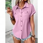 Naiste mood vabaaja suvekevadine &uuml;hev&auml;rviline printimine l&uuml;hikeste varrukatega POLO kaelusega pluusid ja s&auml;rgid XXL