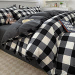 Puhast puuvillast voodipesu neljaosaline komplekt Lihtne ruuduline puuvillane lina Tekikott Triibuline voodipesu 1.2m three-piece set