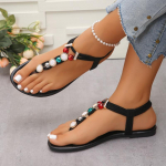 Moodsad Suvised Uued N&otilde;elapeaga Kivist Madala Kontsaga Sandaalid Naistele Rannakingad Retro Boho Helistega Slip-On Mugavad Sandalias Mujer 36 must