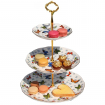 3-korruseline luuportselanist kergluksuslik koogialus, portselanist liblikakujuline koogialus astmelise serveerimisalusega, Dim Sum, magustoidutaldrik teepidu jaoks, p&auml;rastl&otilde;unane tee Butterfly