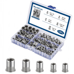 Nut kit 1/4 -20UNC 8-32UNC 10-24UNC 3/8 -16UNC 5/16 -18UNC 138Pcs Stainless Steel 304 Finish Flat Head Rivnut Threaded Insert Nut Knurled Body One Size