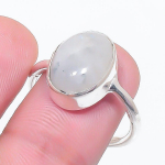 Natural Moonstone Gemstone 925 Sterling Silver Jewelry Ring Size 7.5 p1f37